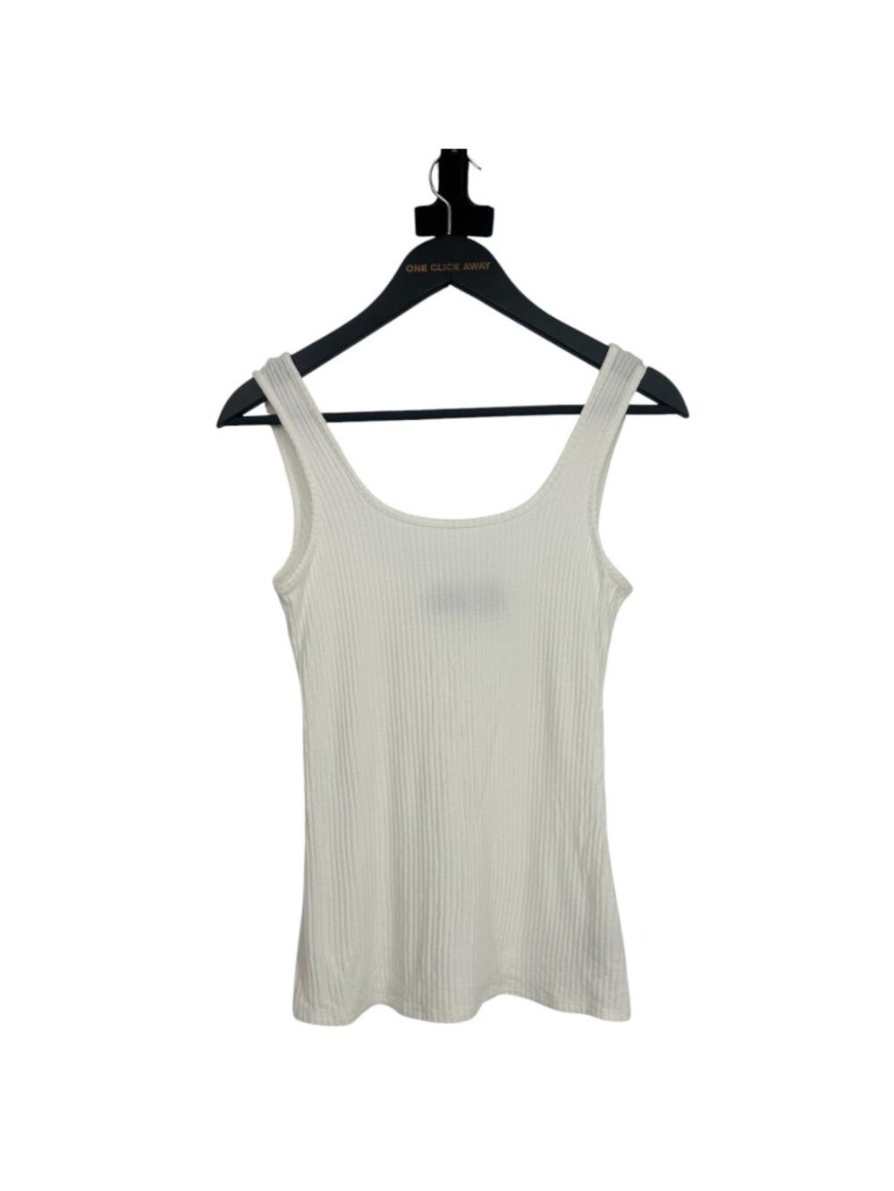 Rachel Zoe Tank Top Women's M Ivory Ribbed Scoop Neck Modal Stretch Minimalist